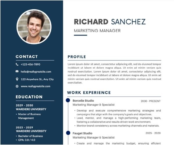 Professional Marketing Manager Resume Template